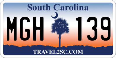 SC license plate MGH139
