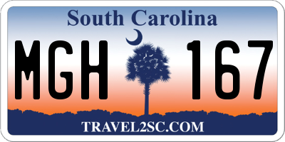 SC license plate MGH167