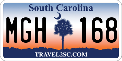 SC license plate MGH168