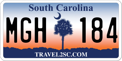 SC license plate MGH184