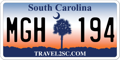 SC license plate MGH194