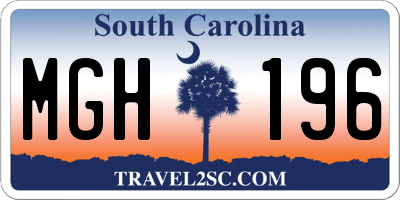 SC license plate MGH196