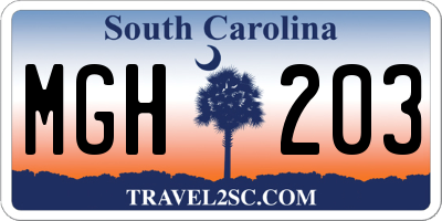 SC license plate MGH203
