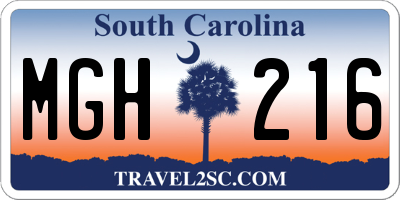 SC license plate MGH216