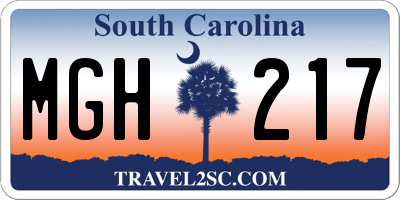 SC license plate MGH217