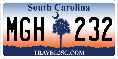 SC license plate MGH232