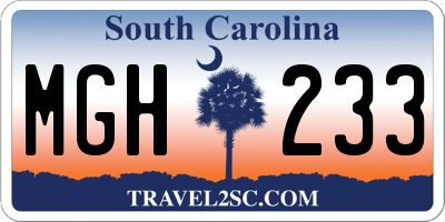 SC license plate MGH233