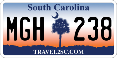 SC license plate MGH238