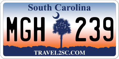 SC license plate MGH239