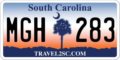 SC license plate MGH283