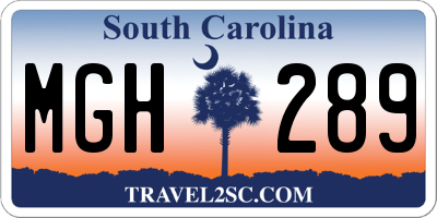 SC license plate MGH289