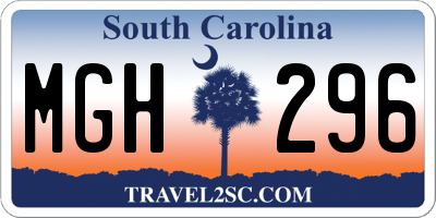 SC license plate MGH296