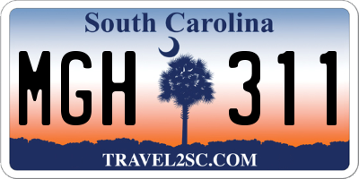 SC license plate MGH311