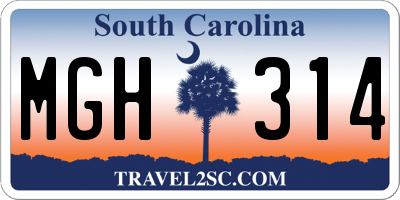 SC license plate MGH314