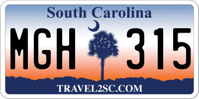 SC license plate MGH315