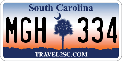 SC license plate MGH334