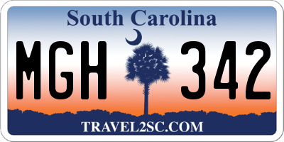 SC license plate MGH342