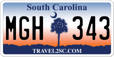 SC license plate MGH343