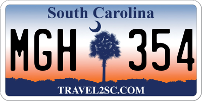 SC license plate MGH354