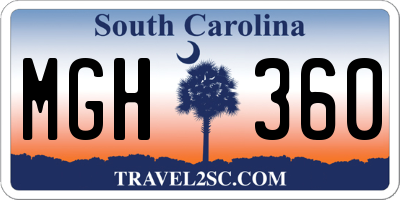 SC license plate MGH360