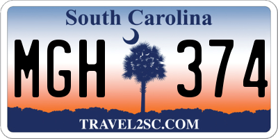 SC license plate MGH374