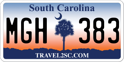 SC license plate MGH383