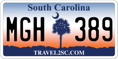 SC license plate MGH389