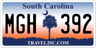 SC license plate MGH392