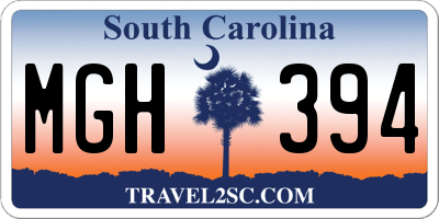 SC license plate MGH394