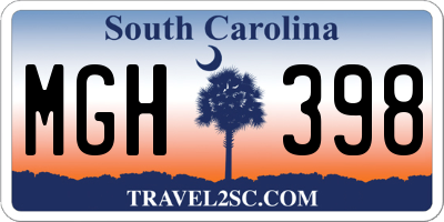 SC license plate MGH398