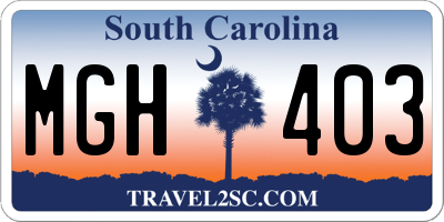 SC license plate MGH403