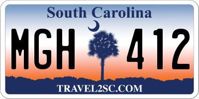 SC license plate MGH412