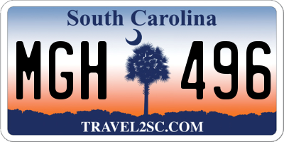 SC license plate MGH496