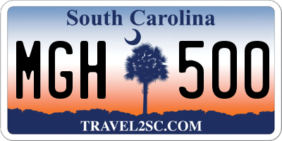SC license plate MGH500