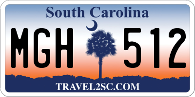 SC license plate MGH512