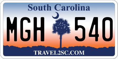 SC license plate MGH540