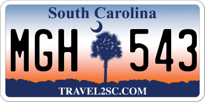 SC license plate MGH543