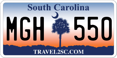 SC license plate MGH550