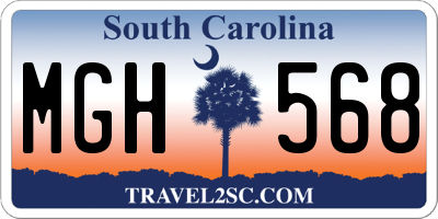 SC license plate MGH568