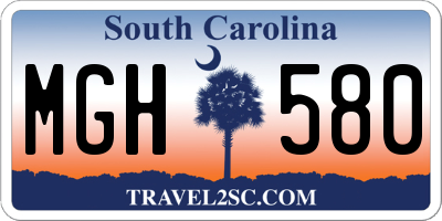 SC license plate MGH580