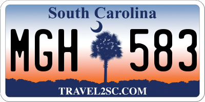 SC license plate MGH583