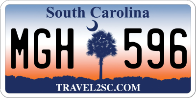 SC license plate MGH596