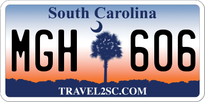 SC license plate MGH606