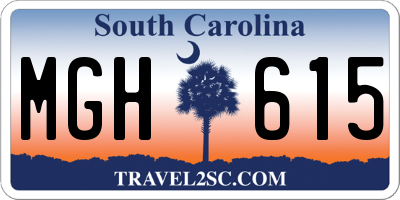 SC license plate MGH615