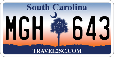 SC license plate MGH643