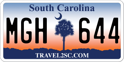 SC license plate MGH644