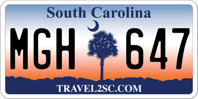 SC license plate MGH647