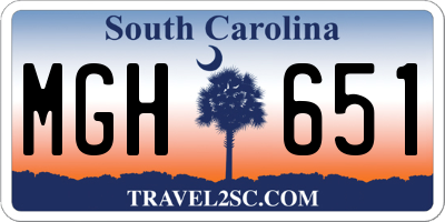 SC license plate MGH651