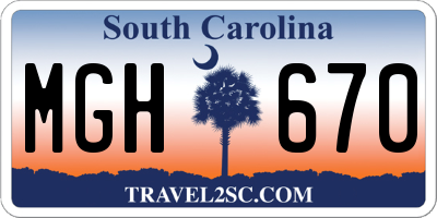SC license plate MGH670