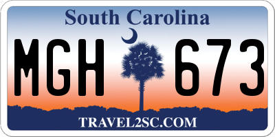 SC license plate MGH673